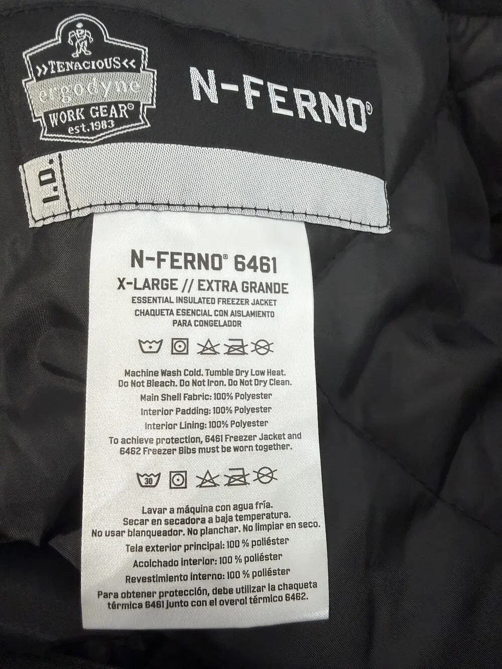 Ergodyne N-Ferno Jacket Mens XL Blue Black Insulated Freezer Hooded Work 6461